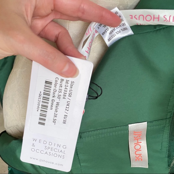 Embroidered Mesh Formal Midi Dress Emerald Green - Picture 7 of 9